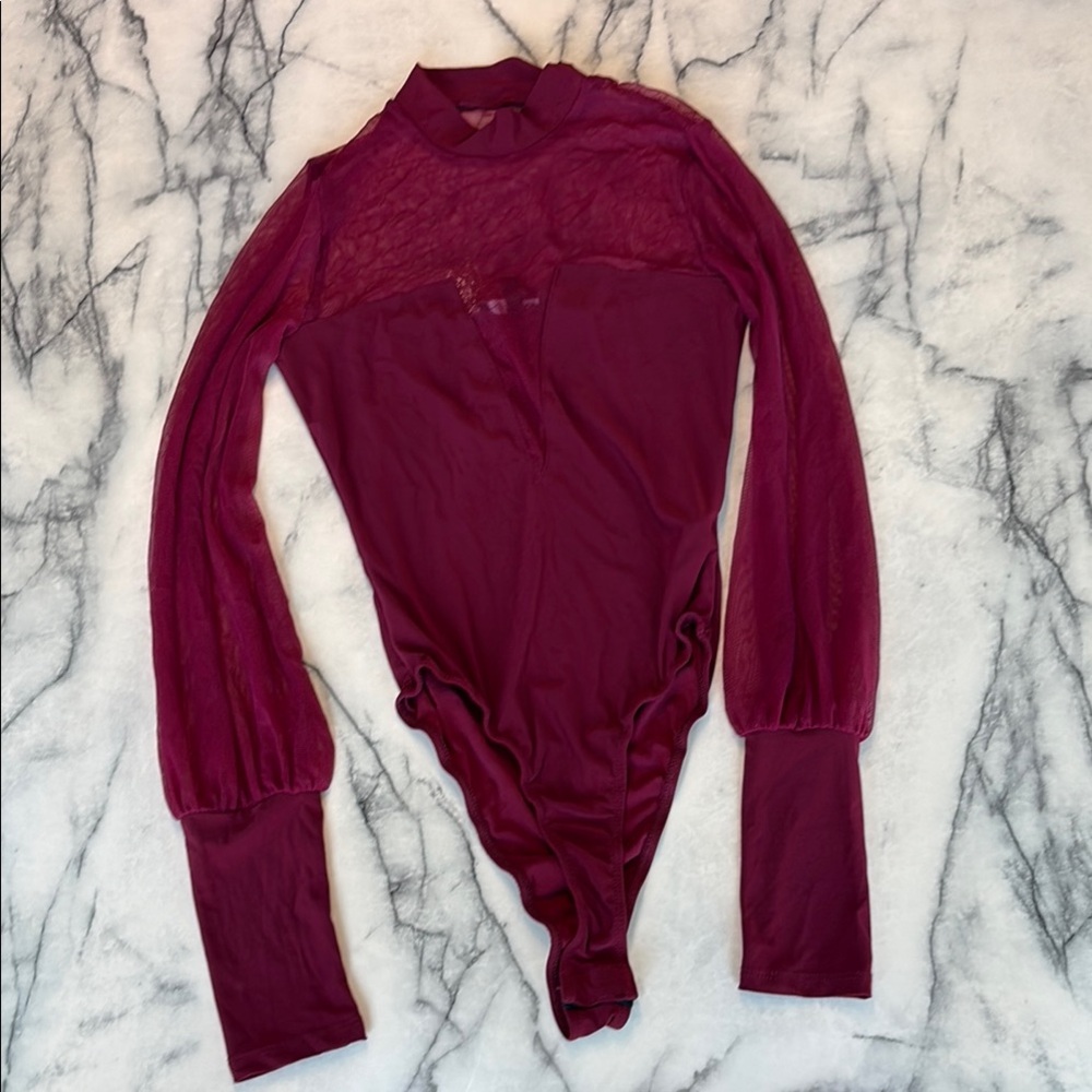 Fashion Nova Red Asymmetrical Fitted Bodysuit